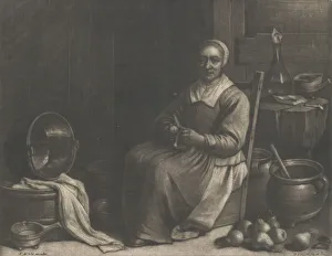 Peeling Gallery: A Woman Peeling Pears, mid-17th century. Creator: Wallerant Vaillant