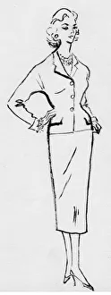 Woman in pencil suit, c1950. Creator: Shirley Markham