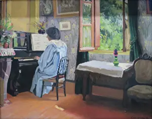 Felix Prints: Woman at a Piano, 1904. Creator: Felix Vallotton