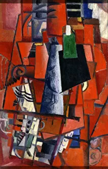Abstract Collection: A Woman at the Piano, 1913. Artist: Kazimir Malevich