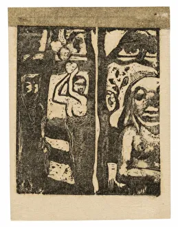 Mourning Collection: Woman Picking Fruit and Oviri, 1895 / 96. Creator: Paul Gauguin
