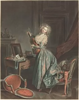 Niklas Lafrensen Gallery: A Woman Playing the Guitar, 1788 / 1789. Creator: Jean Francois Janinet