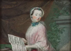Rosy Cheeked Prints: Woman playing an instrument, c1820s. Creator: Unknown