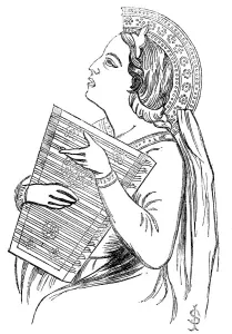 String Gallery: Woman playing a playing a Psaltery, c1840