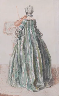 Pannier Prints: Woman Playing the Violin, Seen from the Back, ca. 1758-59. Creator: Louis de Carmontelle
