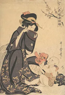A Woman Playing with a Young Boy, ca. 1804. Creator: Kitagawa Utamaro A Woman Playing with a Young Boy, ca. 1804. Creator: Kitagawa Utamaro