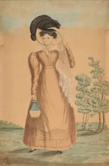 Plumed Gallery: Woman with Plumed Hat, c. 1825. Creator: Unknown