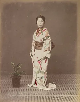 Woman with Potted Plant, 1870s-1890s. Creator: Kusakabe Kimbei