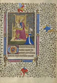 Master Of Egerton 1070 Prints: A Woman in Prayer before the Virgin and Child; Book of Hours, about 1410. Creator: Unknown