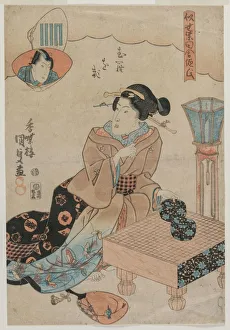 1615 1868 Prints: Woman Preparing to Play Go. Creator: Utagawa Kunisada (Japanese, 1786-1865)