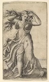 Marcantonio Gallery: Woman pulling Her Hair, ca. 1515. Creator: Unknown
