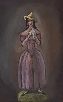 Woman in purple (Olga Glebova-Sudeikina). Artist: Sudeykin, Sergei Yurievich (1882-1946) Woman in purple (Olga Glebova-Sudeikina). Artist: Sudeykin, Sergei Yurievich (1882-1946)