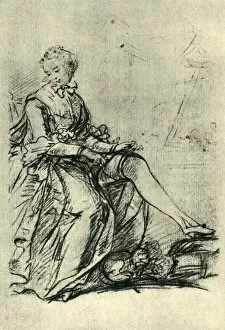 Dressing Gallery: Woman putting on her stockings, mid-late 18th century, (1943). Creator: Sir Joshua Reynolds