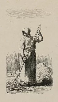 Labour Gallery: Woman Raking Hay, 1853, after drawing made in 1852. Creator: Jacques-Adrien Lavieille