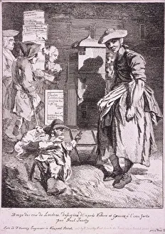 Street Entertainer Prints: Woman with a raree show, Cries of London, 1760. Artist: Paul Sandby