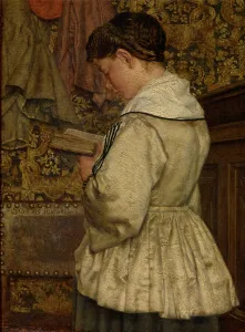 Plait Prints: Woman Reading, 1872. Creator: Henri Jean Augustin de Braekeleer