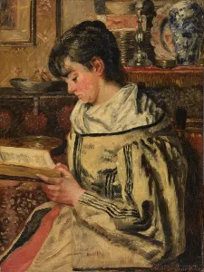 Studying Prints: Woman Reading, 1881-1885. Creator: Henri Jean Augustin de Braekeleer