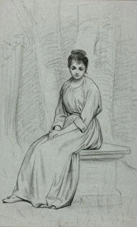 Portraitprints And Drawings Collection: Woman Resting on Stone Bench, n.d. Creator: Henry Stacy Marks