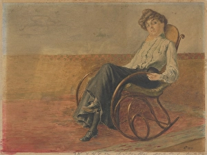 1913 Prints: Woman in a rocking chair, 1913. Creator: Anton Pinkava