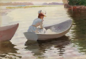 Ripples Prints: Woman in a Rowing Boat, study for Girls in a Rowing Boat, 1886. Creator: Albert Edelfelt
