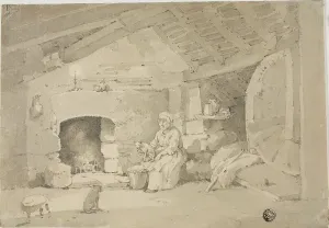 William Alexander Prints: Woman in a Rustic Interior, n.d. Creator: Unknown
