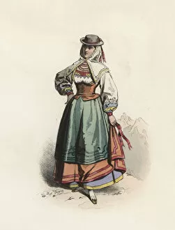 Salamanca Gallery: Woman from Salamanca, color engraving 1870
