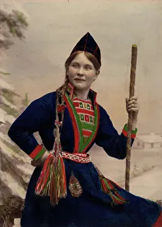 Ethnology Prints: Woman in Sami costume, 1870-1898.s Creator: Helene Edlund