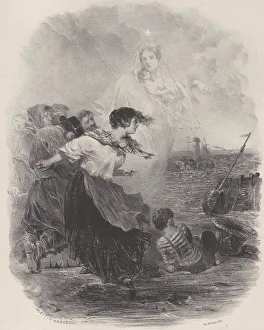Célestin François Nanteuil Gallery: Woman by the Sea with the Madonna, Pointing to a Ship, ca. 1848-62