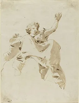 Tiepoli Giovanni Battista Prints: A Woman Seated on a Cloud, Seen from Below, 1750s. Creator: Giovanni Battista Tiepolo