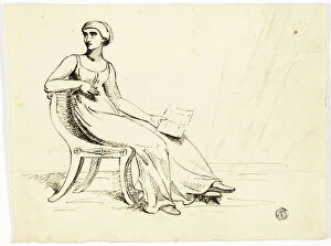 Downman John Collection: Woman Seated in Roman Chair, n.d. Creator: John Downman