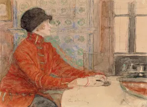 Ilya Efimovic Repin Prints: Woman Seated at a Table, 1923-1925. Creator: Il'ya Repin