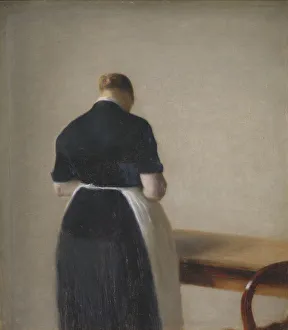Hammershoi Wilhelm Prints: Woman seen from the Back;Figure of a Woman, 1888. Creator: Vilhelm Hammershøi