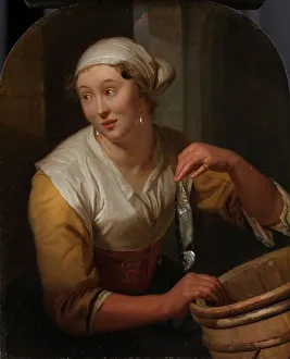 Showing Prints: Woman Selling Herrings, 1675-1680. Creator: Godfried Schalcken