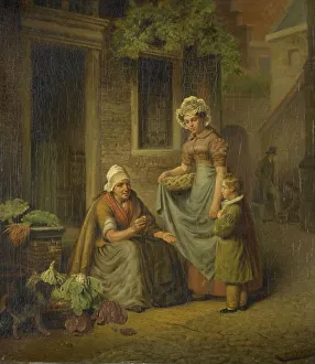 Produce Prints: Woman Selling Vegetables, 1825-1845. Creator: Lambertus Johannes Hansen