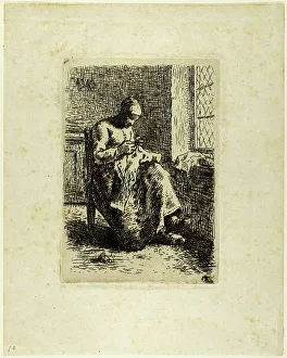 A Woman Sewing, 1855. Creator: Jean Francois Millet