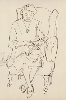 Woman sewing, c1950. Creator: Shirley Markham Woman sewing, c1950. Creator: Shirley Markham