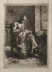 Woman Sewing. Creator: Jean-Francois Millet (French, 1814-1875)
