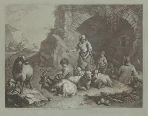 Francesco Londonio Prints: Woman, Shepherd Boys, and Sheep near an Arch, 1759 / 1782. Creator: Francesco Londonio