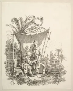 Woman Showing Curiosities to Soldier, ca. 1742. Creator: Gabriel Huquier