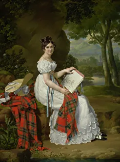 Sketching Prints: Woman Sketching In A Landscape, c1830. Creator: Barthelemy Vieillevoye