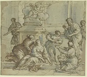 Sitting On Ground Prints: A woman slumped against a pillar is supported by three others