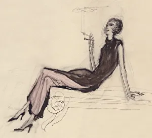 Woman smoking, c1950. Creator: Shirley Markham Woman smoking, c1950. Creator: Shirley Markham