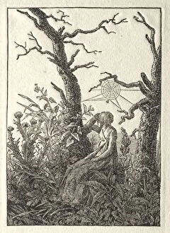 Caspar David Friedrich Gallery: The Woman with the Spider Web between Bare Trees, 1803. Creator: Caspar David Friedrich (German)