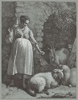 Francesco Londonio Prints: Woman Spinning Yarn by an Arch, 1764. Creator: Francesco Londonio