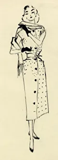 Woman in spotted dress, c1950. Creator: Shirley Markham