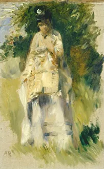 Pierre Auguste Prints: Woman Standing by a Tree, 1866. Creator: Pierre-Auguste Renoir
