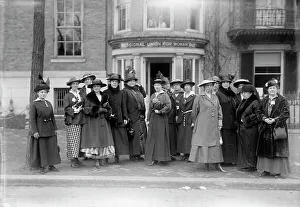 Woman Suffrage - Group at Headquarters, 1917. Creator: Harris & Ewing. Woman Suffrage - Group at Headquarters, 1917. Creator: Harris & Ewing