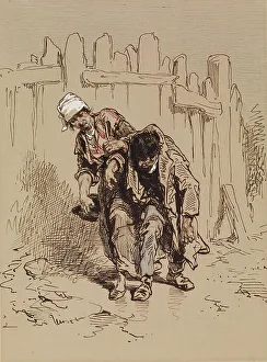 Supporting Prints: Woman Supporting a Man, 1852-1866. Creator: Paul Gavarni
