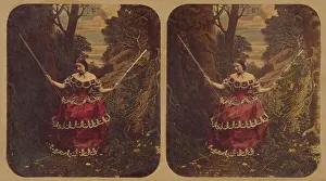 Joseph John Elliott Prints: Woman on a swing, about 1860. Creator: Joseph John Elliott