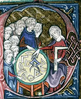 Learning Prints: A woman teaching geometry, 1350. Creator: Unknown